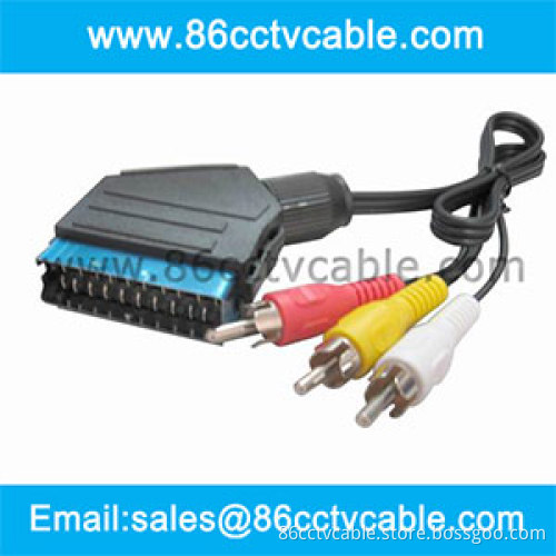 SCART to 3 RCA cable, Audio Video Cable, AV cable